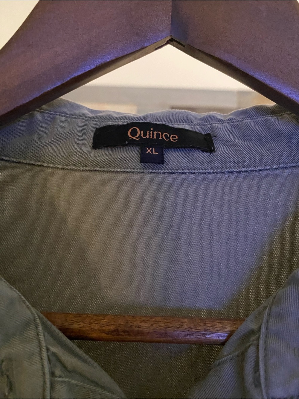 Quince Women’s Tencel Camp Shirt Casual Short-Sleeve Button-Down Olive XL - Picture 4 of 8